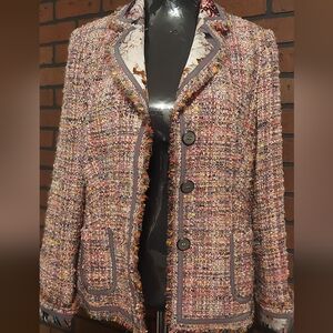 Basler Tweed Blazer Wool Blend Size 42 Tailored Classic Jacket